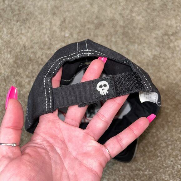 Streetwear skull flames hat cap black embroidered skull Halloween biker … - Picture 4 of 5